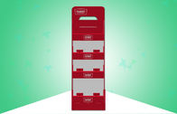 लाल पीओएस कार्डबोर्ड विज्ञापन प्रदर्शित 2 पक्षीय चार शेल्फ बड़े अंतरिक्ष स्थिर