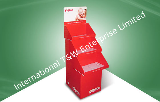 अच्छी कीमत पुन: प्रयोज्य तीन ट्रे तल कार्डबोर्ड प्रदर्शन सफेद परत बी बांसुरी के साथ खड़ा है ऑनलाइन