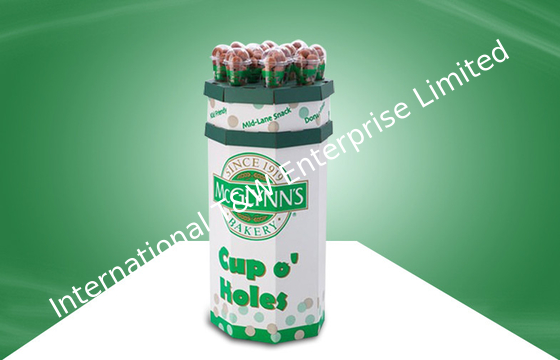 अच्छी कीमत 8 Faces  Recyclable Corrugated Cardboard Dump Bins Glossy / Matt PP Lamination For Cup Snacks ऑनलाइन